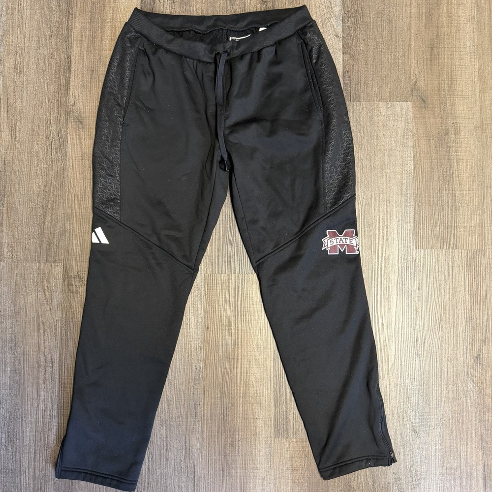 Adidas Mississippi State Bulldogs 2023 Player Issued Black Travel Pants Size L